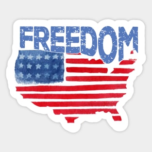 FREEDOM USA MAP Independence Day 4th of July Design Sticker